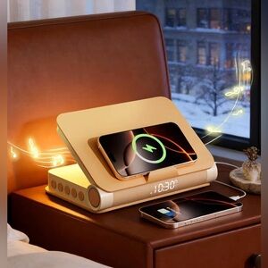 Vivilumens Sunrise Alarm Clock with Wireless Charging Station Bluetooth Speaker